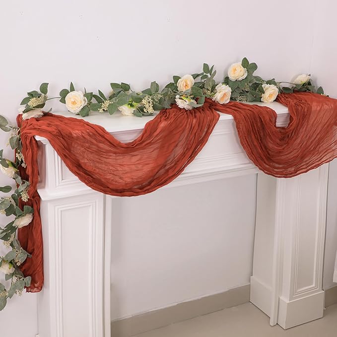 Snowkingdom 6PCS 13Ft Terracotta Cheesecloth Table Runner Bulk, 160inch Long - Image 6
