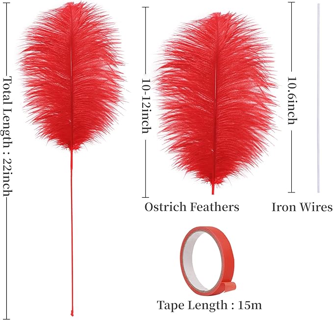Holmgren Red Ostrich Feathers for Vase - Image 3