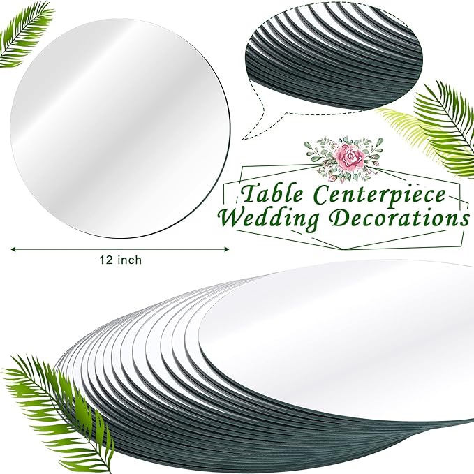 Tuanse 18 Pcs 12 Inch Round Mirrors Centerpieces - Image 2