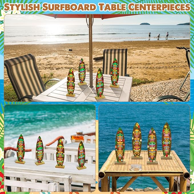 4 Pcs Surfboard Decorations for Party Welcome to Paradise Sign Tropical Bar - Image 6