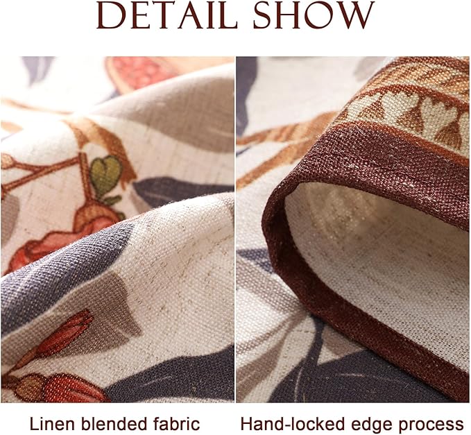 patdrea Designer Linen Round Tablecloth, Vintage Pomegranates and Leaves Tree - Image 5