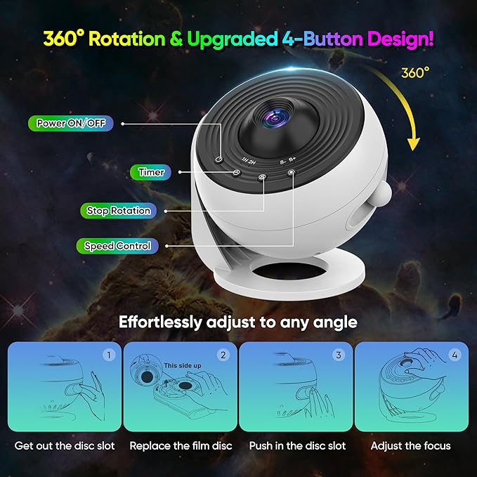Upgraded Galaxy Projector for Bedroom, 13 in 1 HD Star Projector Light Projector - Image 6