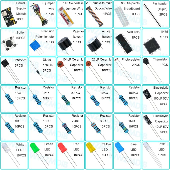 WWZMDiB 438 Pcs Electronics Breadboard Kit Beginner Starter Kit Compatible - Image 2
