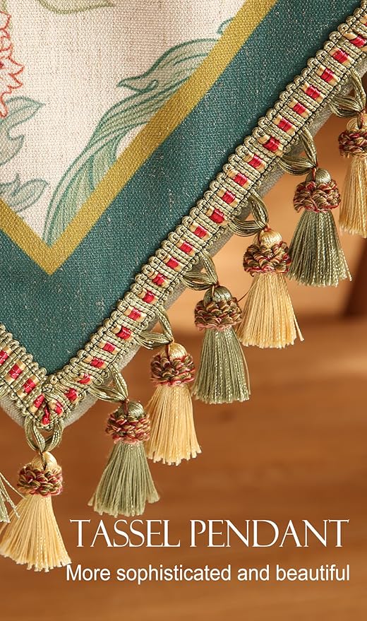 patdrea Designer Green Floral Table Runner, French Elegant Vibrant Rustic Linen - Image 6