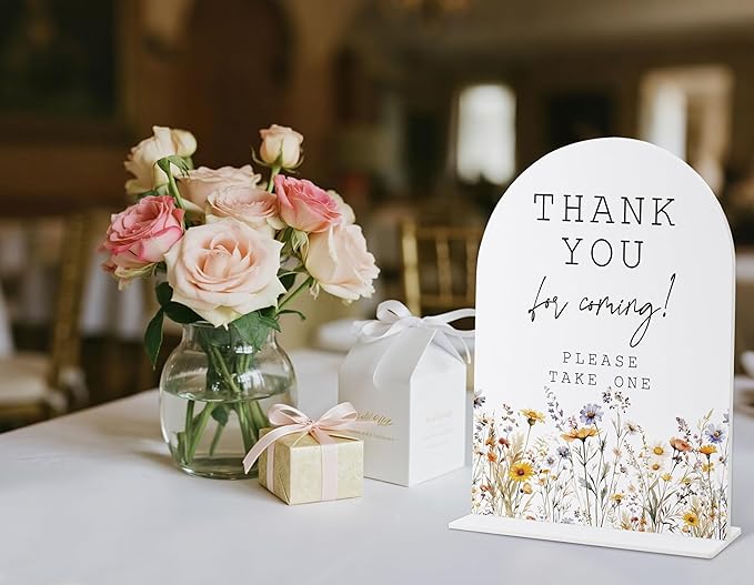 Wedding Signs for Ceremony and Reception, Boho Floral Acrylic Thank You for - Image 3