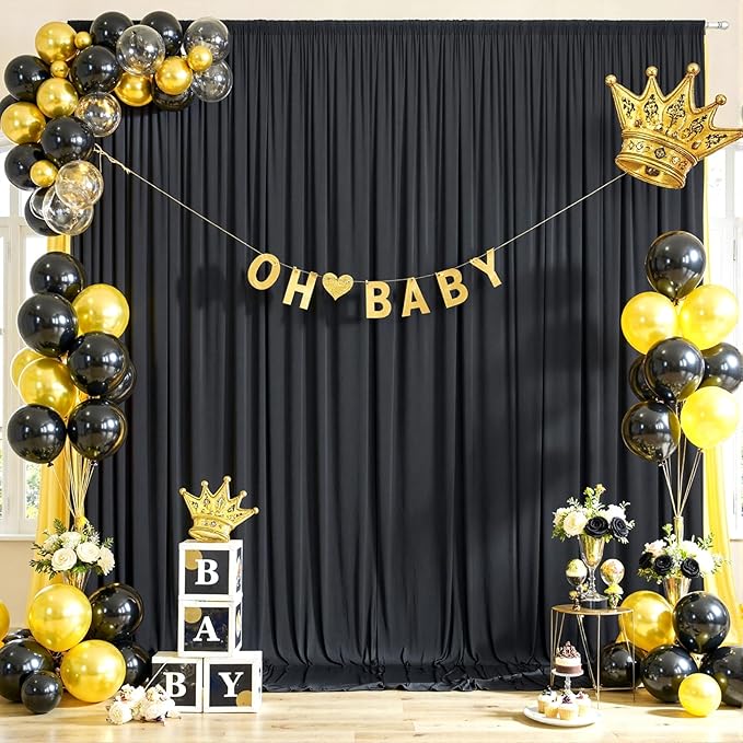 20ftx10ft Wrinkle Free Black Backdrop Curtain - Image 8