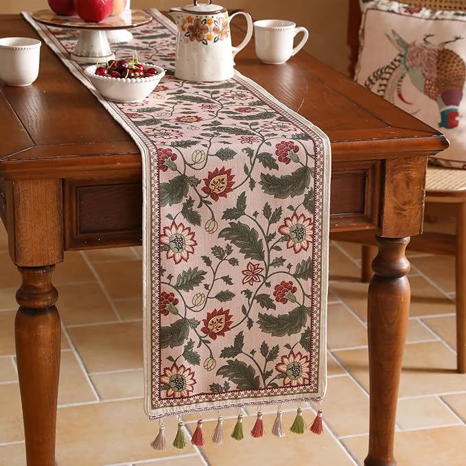 ISAENNE Designer Provence Elegant Linen Extra Long Table Runner 118 Inches - Image 2