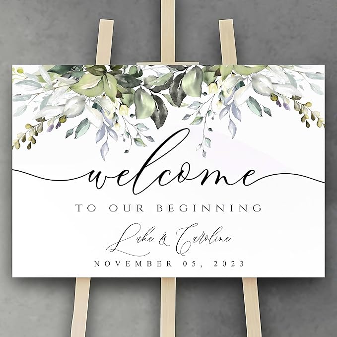 Greenery Wedding Welcome Sign, Rustic Wedding Welcome Sign, Welcome Sign Wedding - Image 2