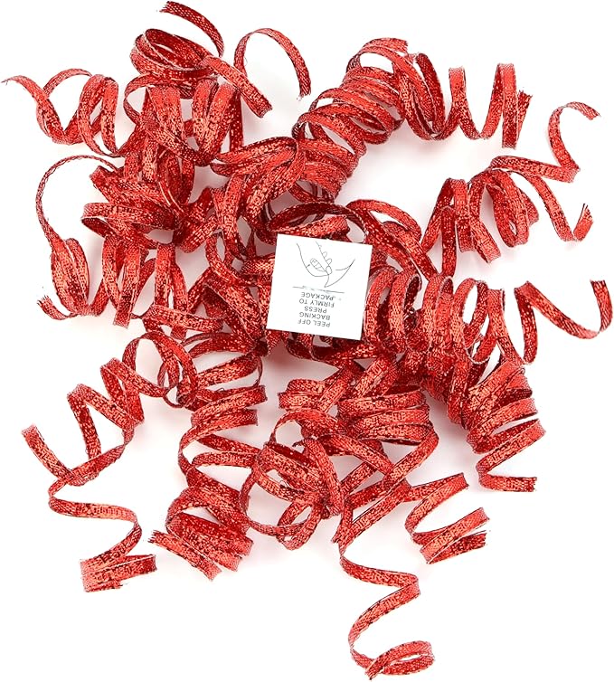 6" Metallic Red Christmas Curly Ribbon Bows - Image 8
