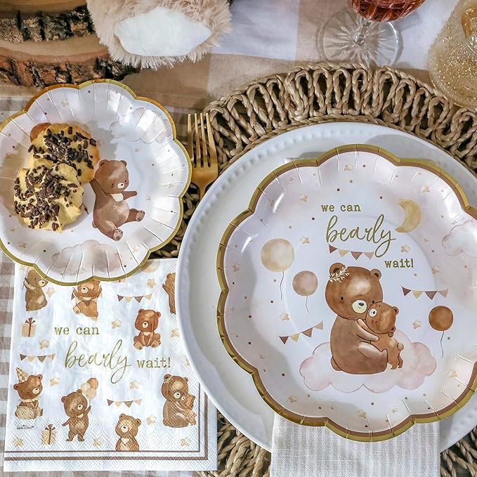 Kate Aspen We Can Bearly Wait Baby Shower Plates and Napkins Party Decorations - Image 2