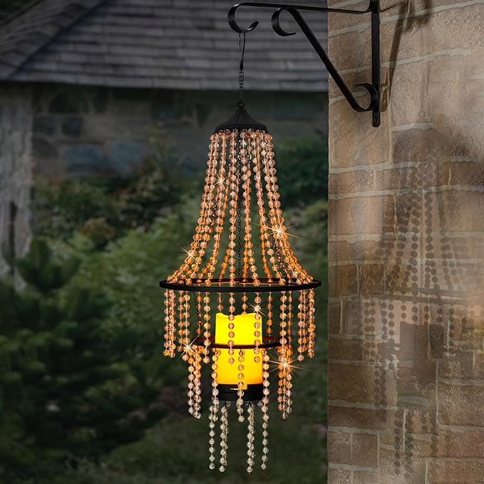 Battery Operated Hanging Chandelier Outdoor Indoor, 28” Modern Acrylic Crystal - Image 6