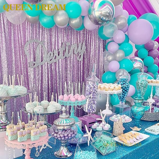 Light Purple Sequin Backdrop Curtains 2 Panels 2FTx8FT Photo Backdrop Glitter - Image 3