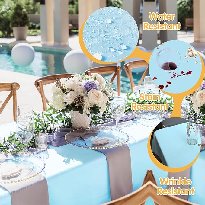 BRILLMAX 8 Pack Light Blue Tablecloths 70 x 120 Inch - Image 3