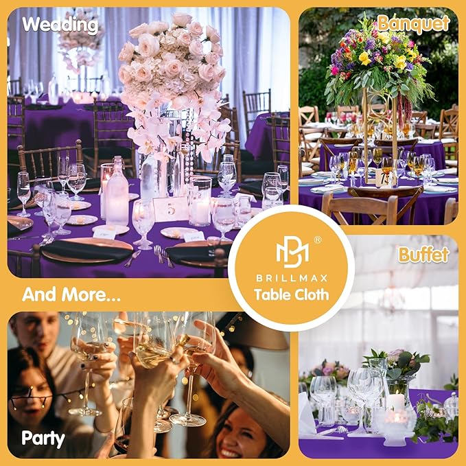 BRILLMAX 6 Pack Purple Round Tablecloths 90 Inch - Image 9