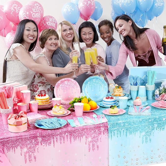 452 Pcs Gender Reveal Party Supplies Boy or Girl Party Decoration, Glitter Pink - Image 4