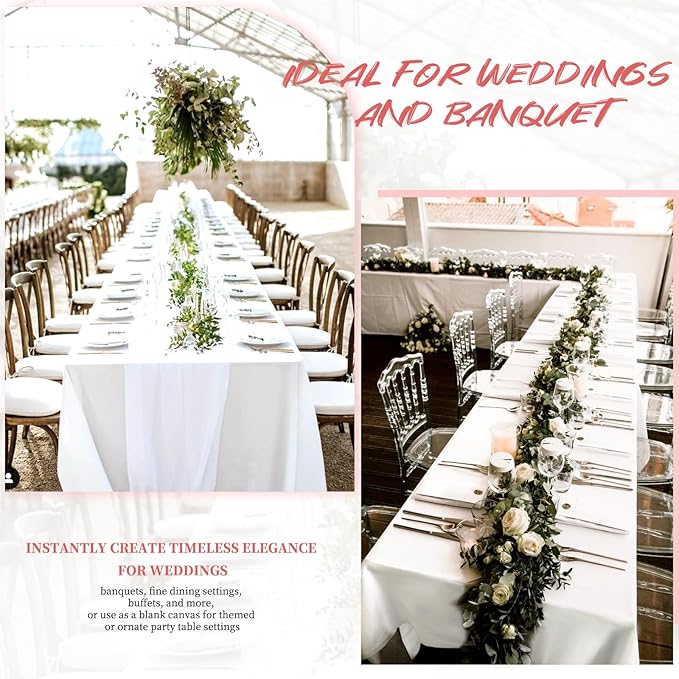 12 Pack Polyester Rectangle Tablecloth 90 x 132 Inch White Tablecloth - Image 6