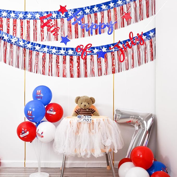 Mega-L 4th of July Decorations 2Packs 39 Feet Foil Fringe Garland Tinsel - Image 5