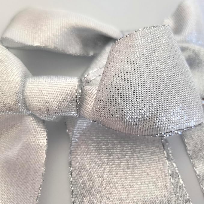 36pcs 4-1/2" Metallic Silver Glitter Ribbon Bows - Image 5