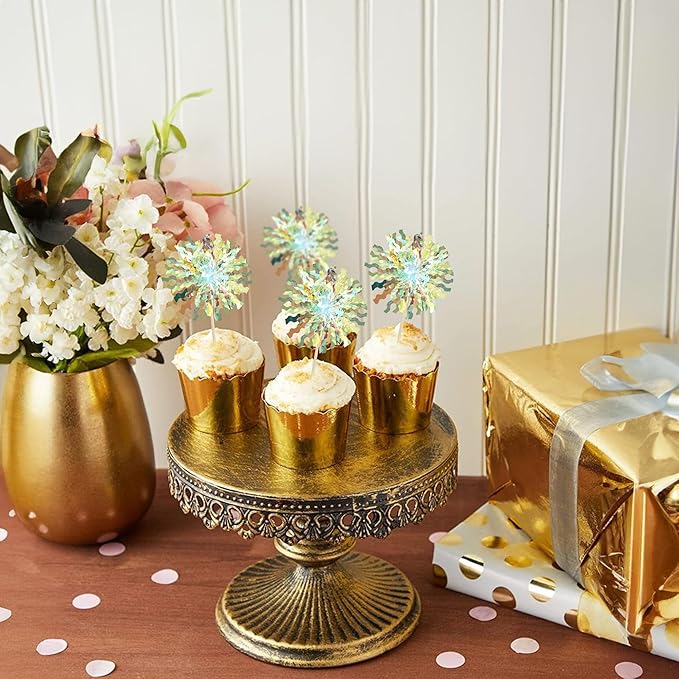 Ephlyn 30Pcs Foil Firework Cupcake Toppers Sparkle Tinsel Cupcake Picks - Image 6