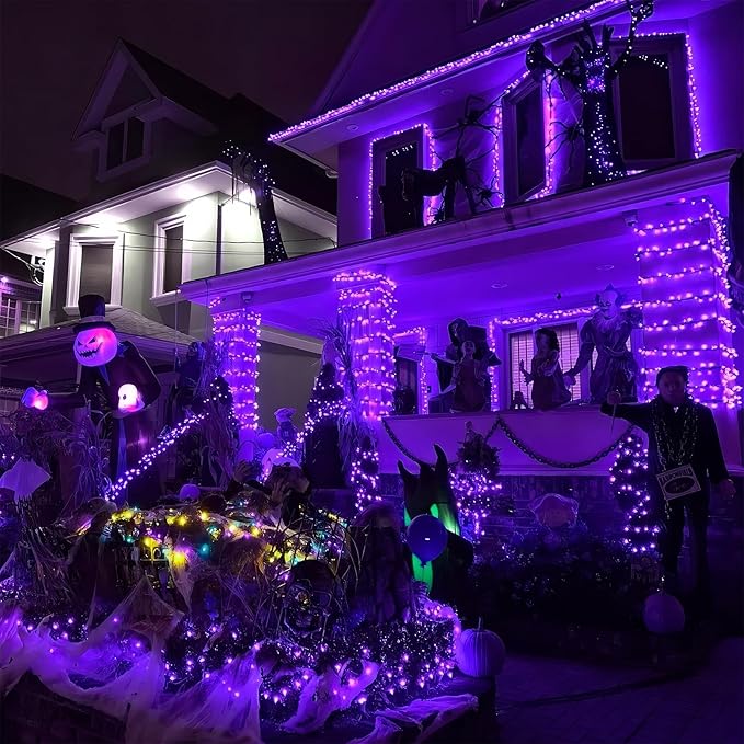 YEGUO 165ft 500 LED Halloween Lights Outdoor Waterproof, 8 Modes Purple String - Image 7