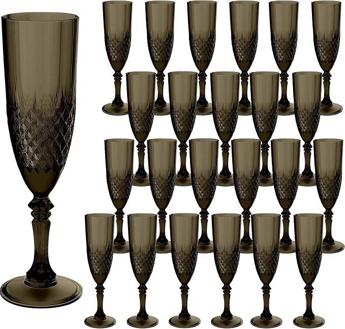 Plastic Champagne Flutes, for Halloween Weddings Bachelor Parties Toasting and by LEYIQUCHAMPAGNEWINEGLASSES
