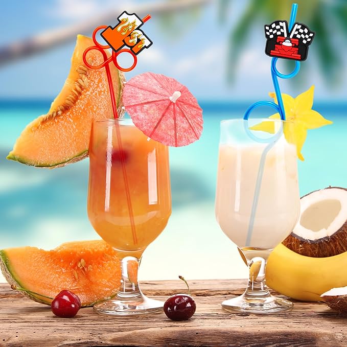 24 PCS Race Car Drinking Crazy Straws - Image 6