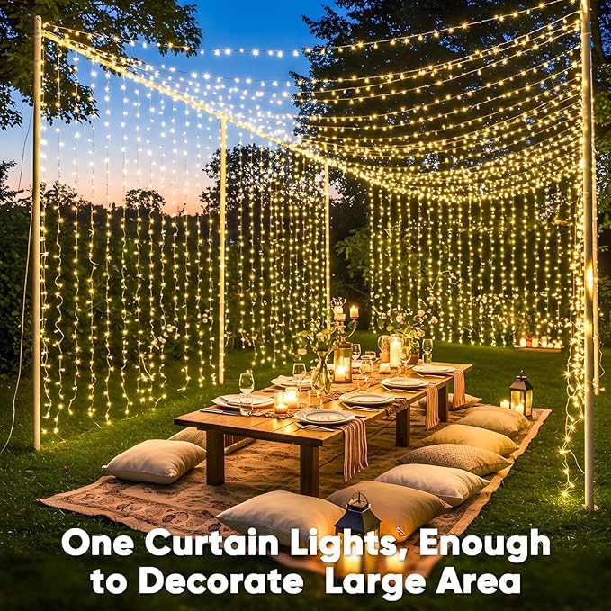 suddus 600 LED Christmas String Lights Outdoor, 9.8x19.6ft Curtain Light Plug in - Image 5