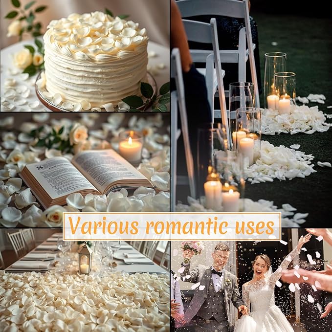 300 PCS Real White Rose Petals for Wedding, 2.82oz Fresh Rose Petals for Flower - Image 4