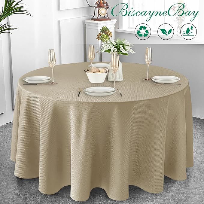 Biscaynebay Textured Fabric Round Tablecloths 90" - Image 7