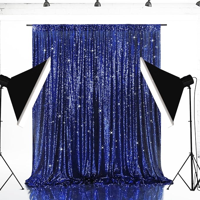 Eternal Beauty Navy Blue Sequin Backdrop, 20x10 Ft Glitter Background Curtains - Image 3