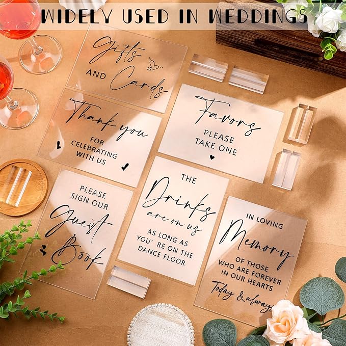 Weysat 6 Pcs Clear Acrylic Wedding Signs - Image 4
