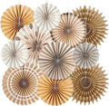 Boho Hanging Paper Fans White Brown Champagne Party Decorations Neutral Rustic by EasyJoy
