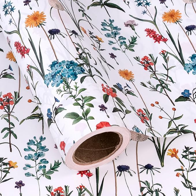 WRAPAHOLIC Kraft Wildflower Wrapping Paper by WRAPAHOLIC