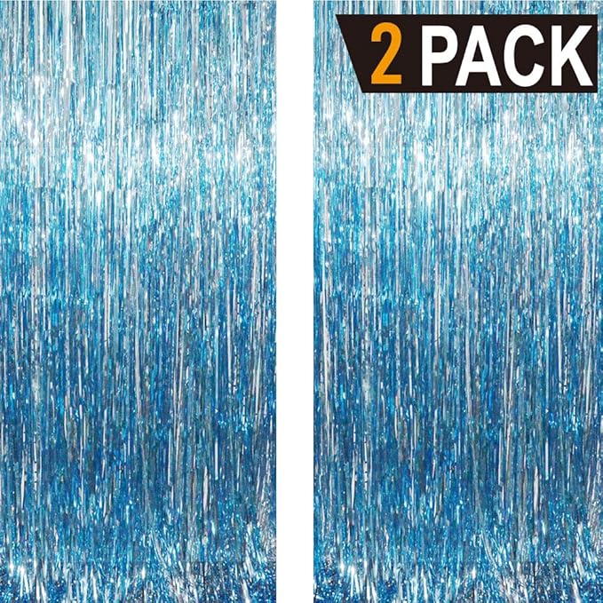 GOER 6.4 ft x 8.2 ft Metallic Tinsel Foil Fringe Curtains, Graduation - Image 2