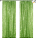 Sugargirl Apple Green Sequin Backdrop Curtain 2 Panels 2FTx8FT Glitter Apple by Sugargirl