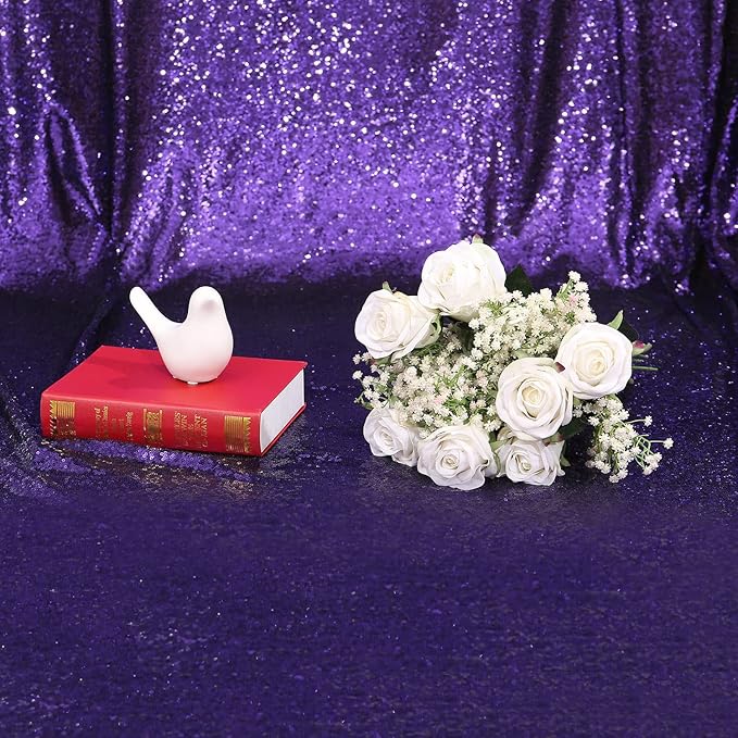 Poise3EHome Purple Sequin Backdrop, 10Ft x 10Ft Glitter Photography Background - Image 7