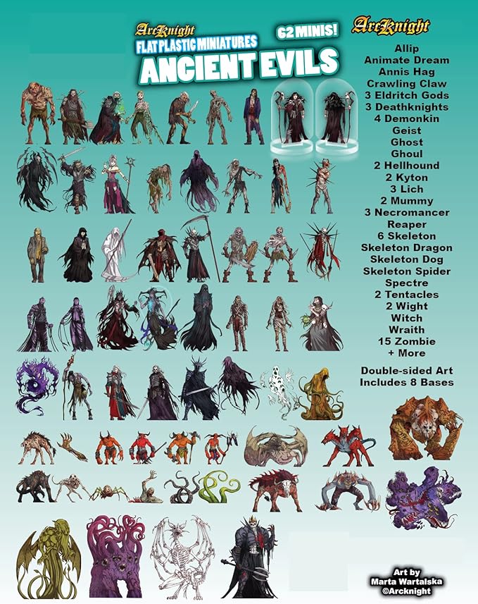 Arcknight Flat Plastic Miniatures: Ancient Evils; 62 Unique Evil-Themed Minis - Image 2