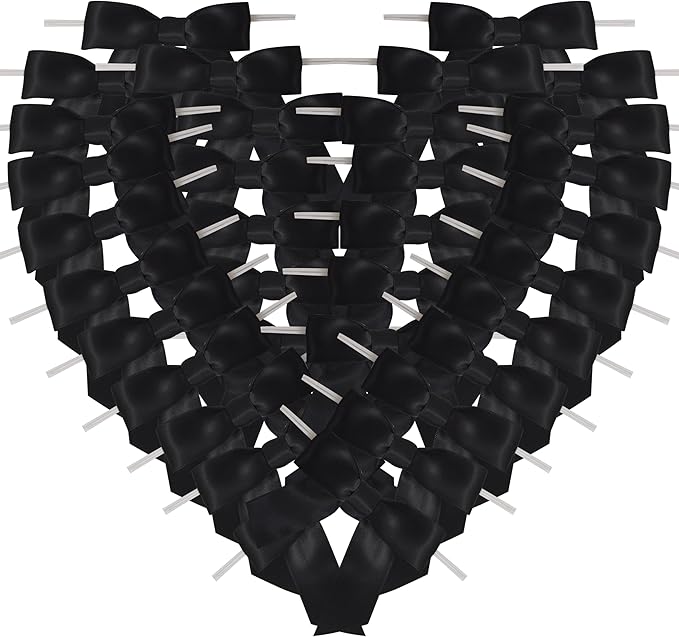 50pcs 3-1/2" Black Satin Ribbon Bows by Micomon