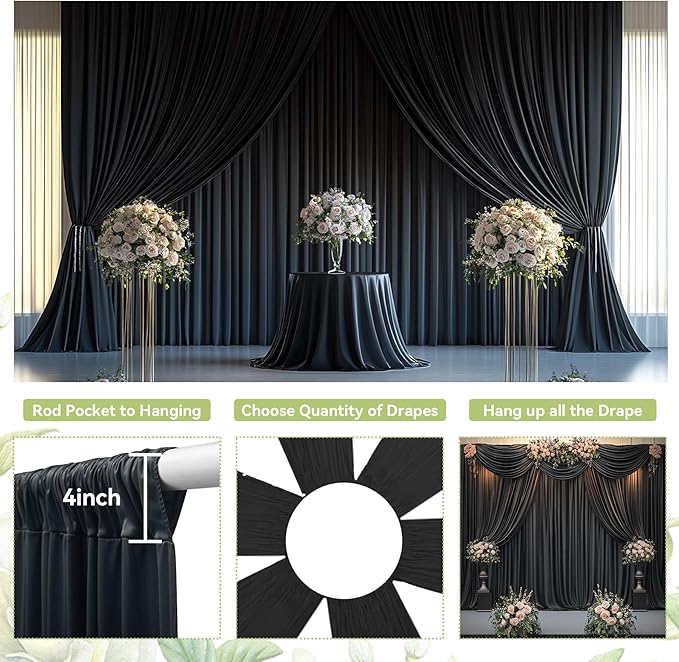 PartyVillage 20ft×15ft Black Backdrop Curtain - Image 7