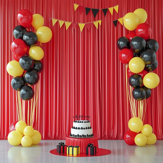50ftx12ft Wrinkle Free Red Backdrop Curtain, 10 Panels 12FT Height Red Wedding - Image 6