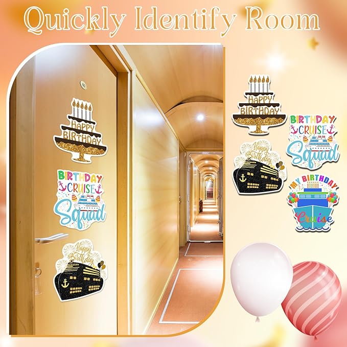 Hoteam 4 Pcs Birthday Cruise Door Decorations Magnetic Large Happy Birthday - Image 3