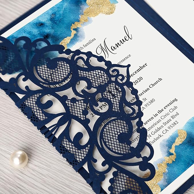 DORIS HOME 50PCS Laser Cut Wedding Invitations - Image 7