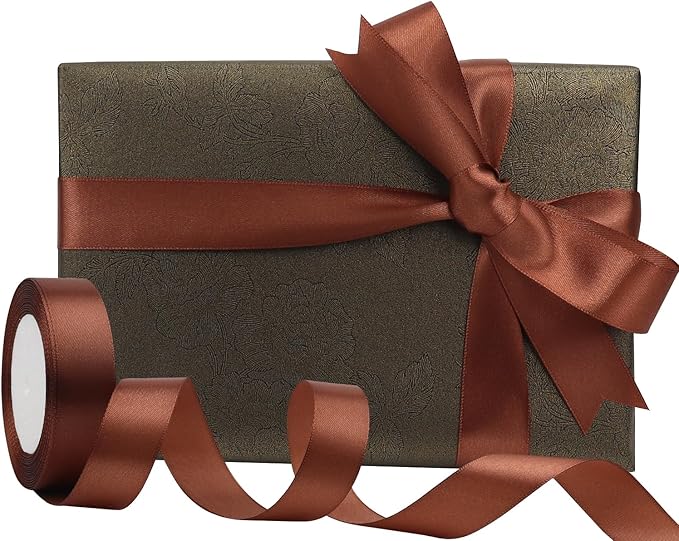 Brown Solid Satin Ribbon 1 Inch 25 Yards Solid Polyester Fabric Ribbon - Image 5