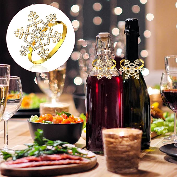 Patelai 48 Pieces Snowflake Napkin Rings Thanksgiving Christmas Napkin Holders - Image 6
