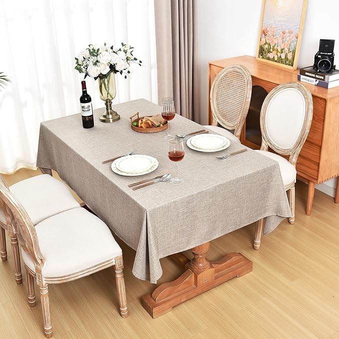 Fitable Nature Faux Linen Tablecloths Rectangle 60 x 84 Inch - Image 7