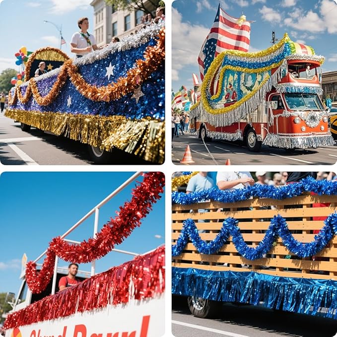 6 Pack Red Total 60 Feet Foil Fringe Garland Metallic Tinsel Banner Wall - Image 6