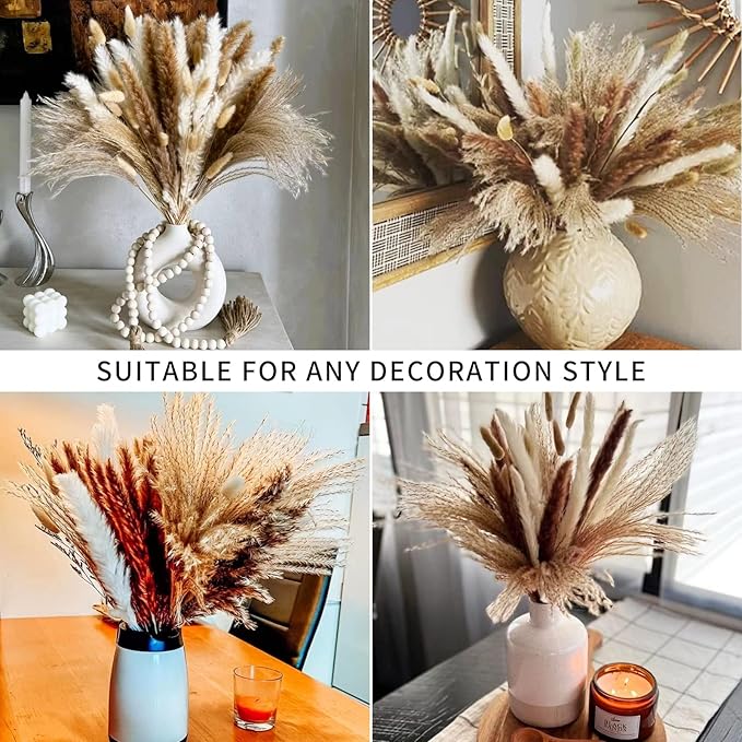 135Pcs Dried Pampas Grass Decor, Boho Home Decor, Mini Bunny Tails Dried Flowers - Image 6