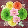 SUNBEAUTY Paper Flowers Pink and Green Party Decorations Hanging Fans Spring by SUNBEAUTY