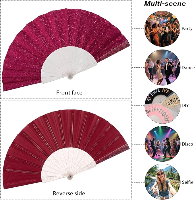 48 Pack Handheld Fan, Folding Hand Glitter fan - Image 6
