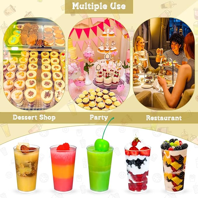 CHENGU 3 Oz Dessert Cups with Spoons Mini Shooter Cups Small Round Tableware - Image 7